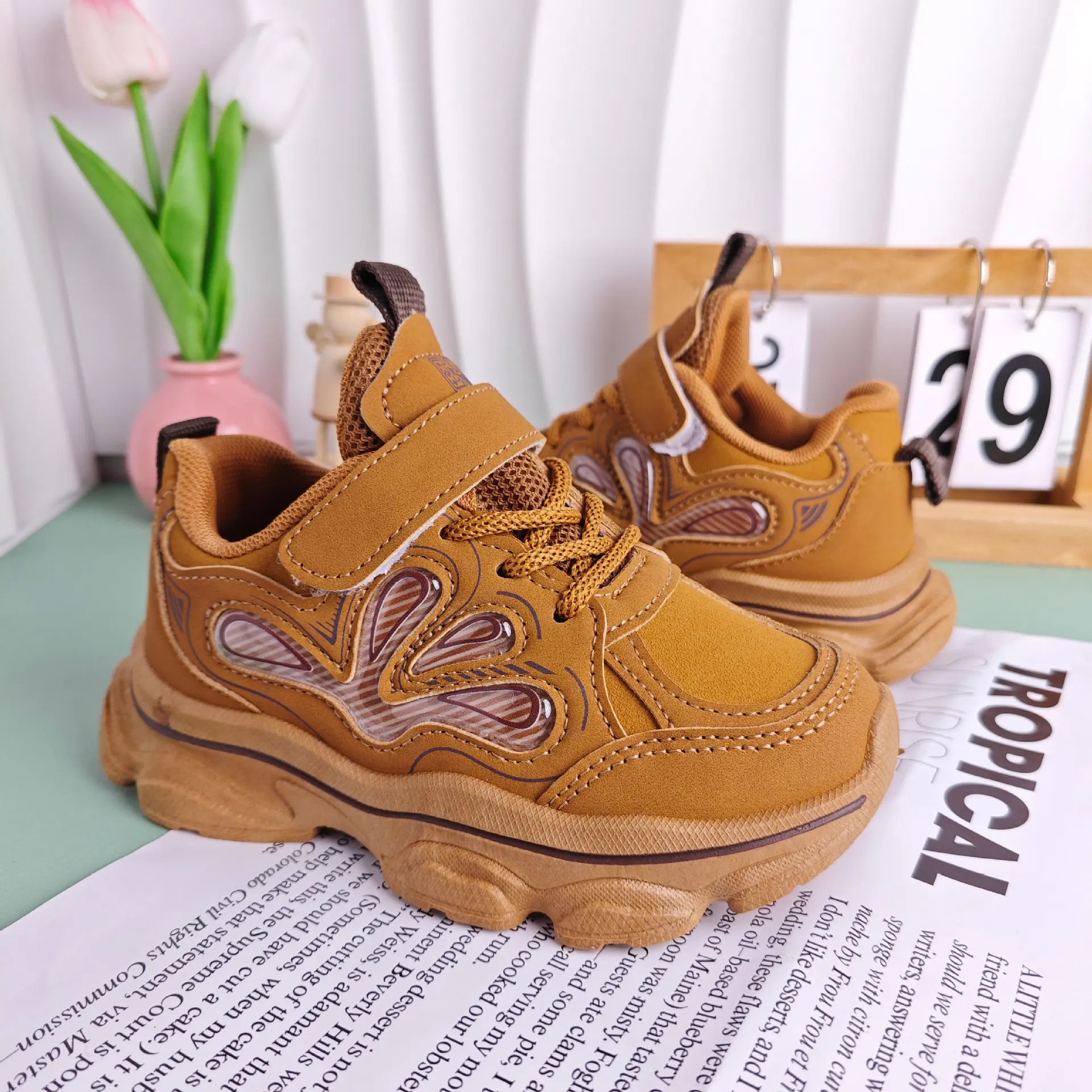 Kids'Casual Shoes Children Cartoon PU Leather Spring Fashion Outdoor Sneakers Breathable Anti-slip Purple Khaki Size 26-37