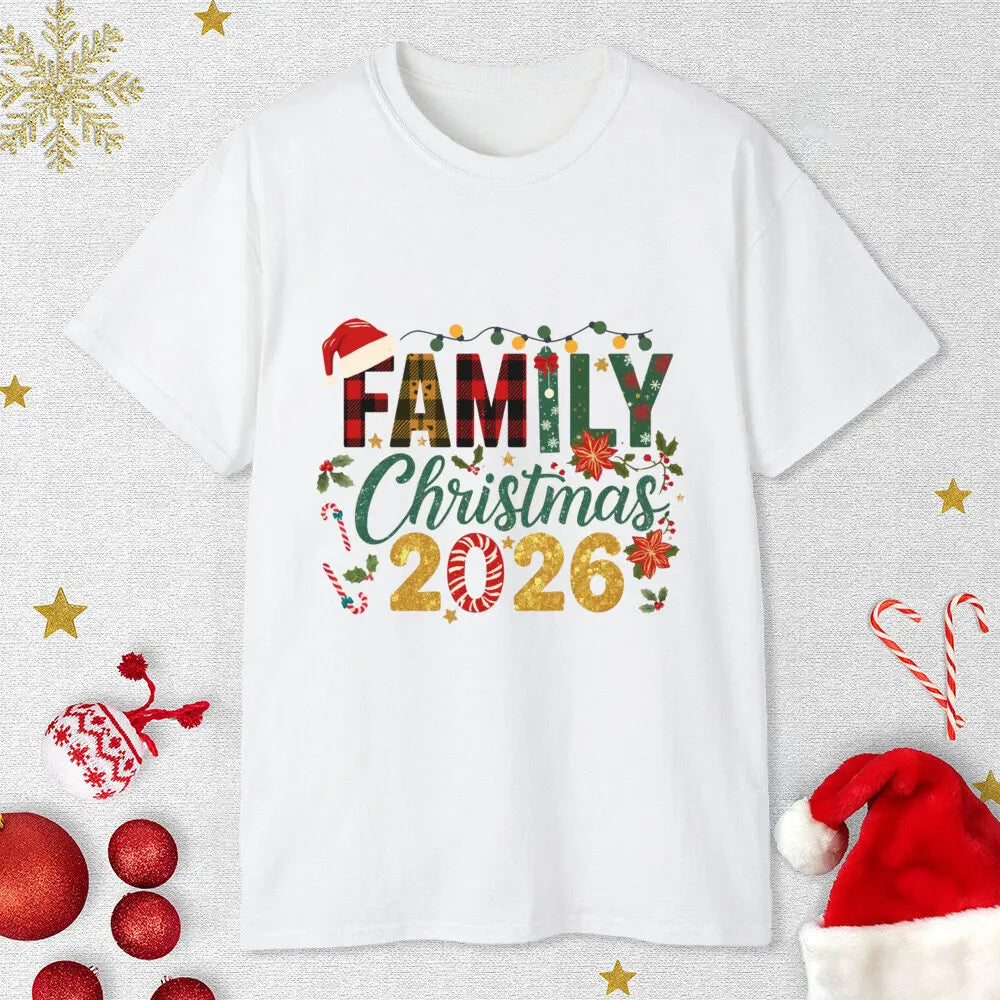 Family Christmas 2026 Printed Matching T-Shirt Family Matching Outfits Mom Dad Kids Shirt Baby Bodysuit Xmas Party Clothes