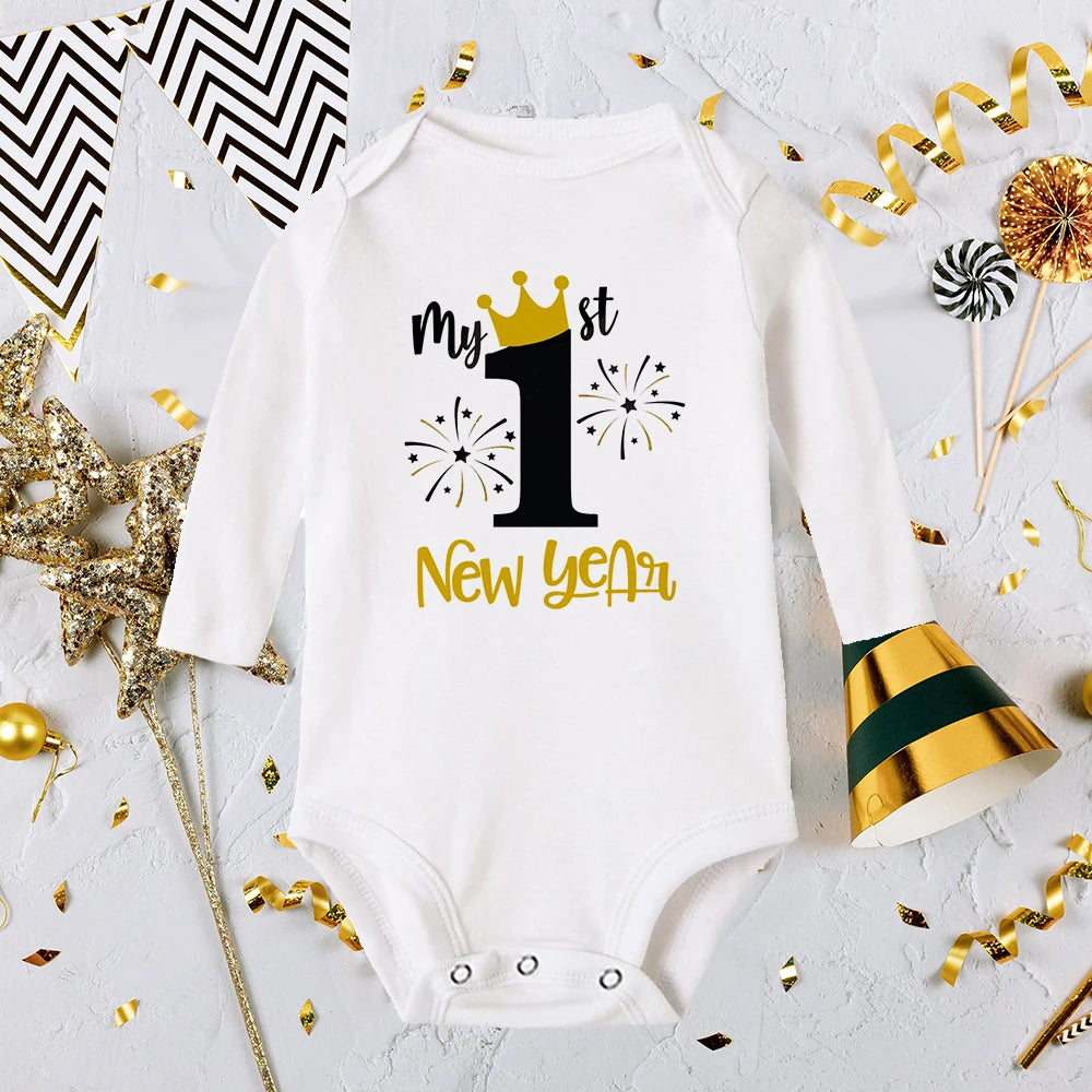 It Is My 1st New Year Baby Boy Girl Long Sleeve Romper Fashion Casual Robe Ropa Newborn Baby Bodysuit New Year Holiday Best Gift