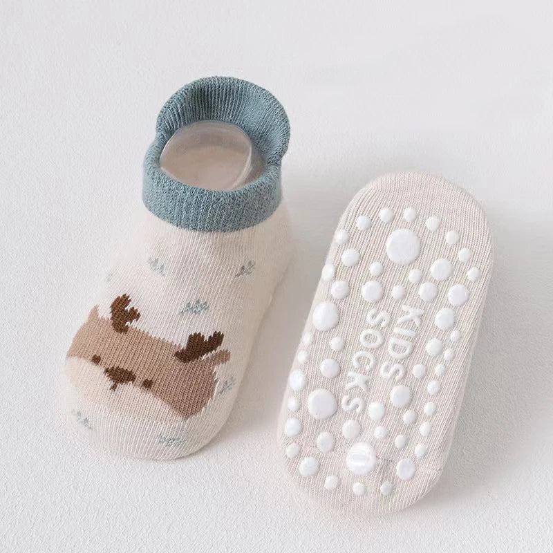 6 Pairs Spring Summer Kids Cotton Socks Children Autumn Cute Cartoon Animal Pattern Comfy Breathable Baby Non-slip Floor Socks
