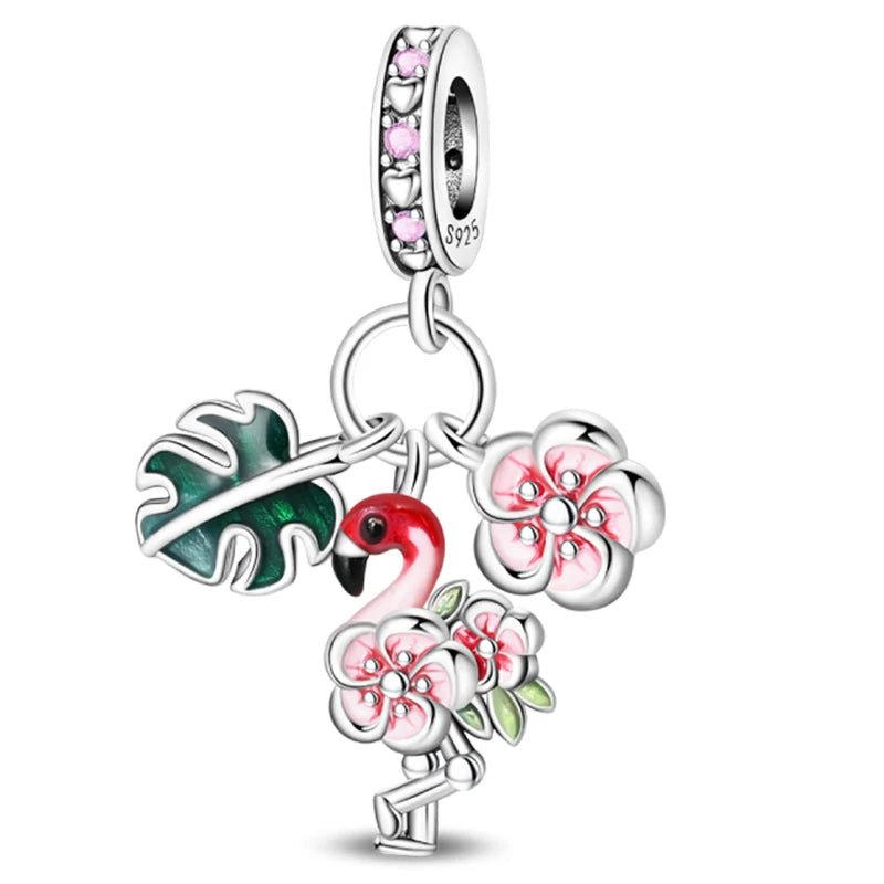 Hot Sale Charms Beads 925 Sterling Silver Pink Perfume Bottle Letter Luminous Firefly Tarot Card Beads Fit DIY Bracelets Jewelry