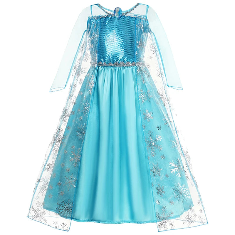 Girl Elsa Anna Dress Princess Costume Snow Queen Dress Baby Halloween Ariel Carnival Clothes Kids Cosplay Clothes Party Clothing