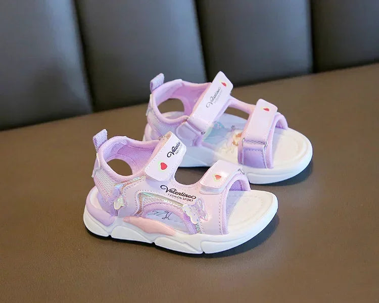 Girls Sandals Gladiator Cartoon Sweet Soft Children Beach Shoes Kids Summer Floral Sandals Princess Shoes Fashion Cute