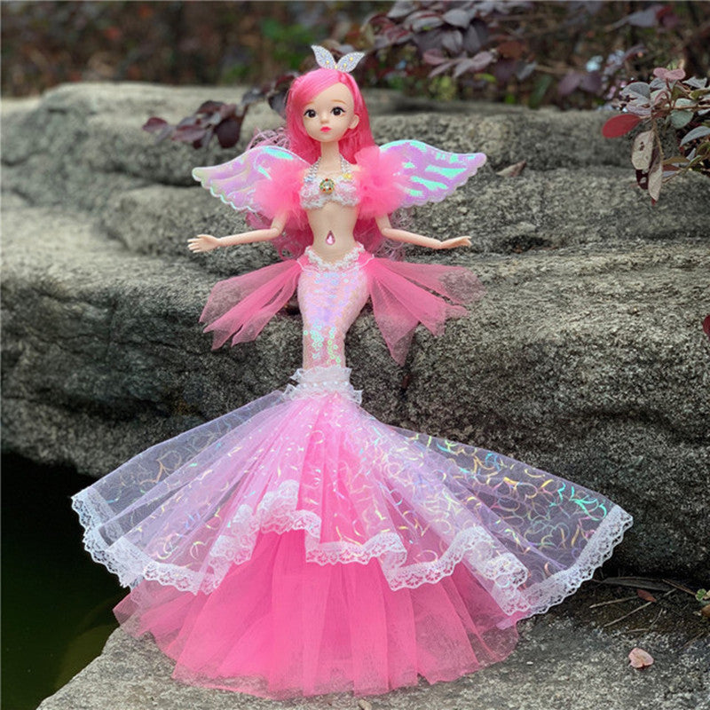 Colorful Mermaid Doll Rainbow Princess Toy Children's Pretend Play House Dress Up Toy Christmas Birthday Gift for Girls