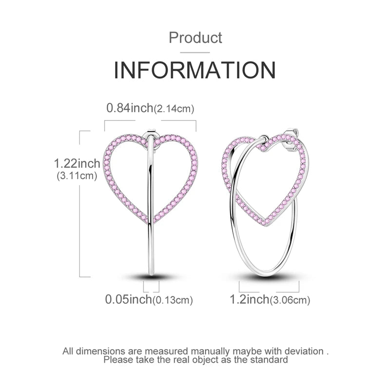 925 Sterling Silver Pave U Shape Heart Eardrop Earrings Hoop Earrings For Women Wedding Engagement For Girlfriend Birthday Gift