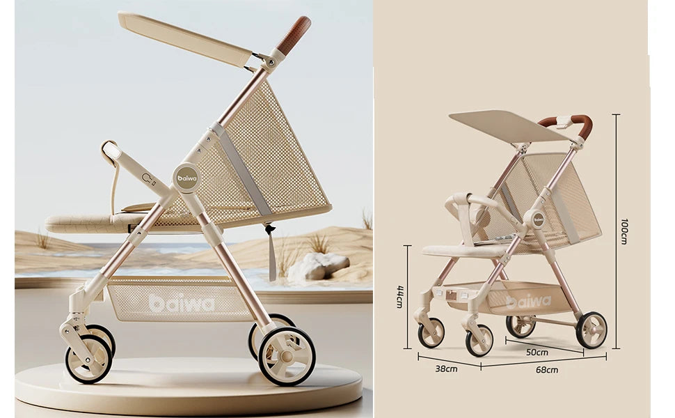 Baby Stroller Foldable Travel Umbrella Cart Lightweight & Compact Reclining Pocket Stroller with Music & Light Canopy for Babies