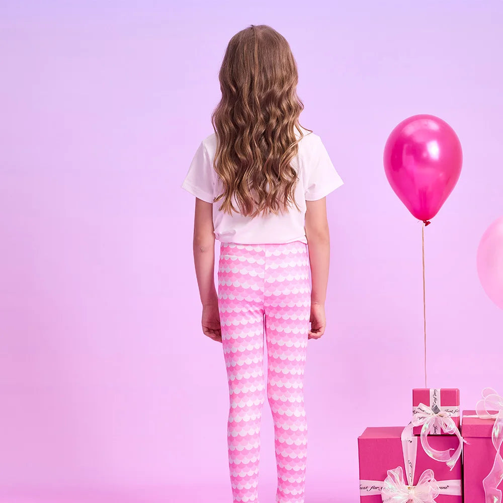 VIKITA Girls Leggings for Kids Striped Print Casual Daily Pencil Pants Toddlers Skinny Pink Trousers Children Clothes 3-12 Years