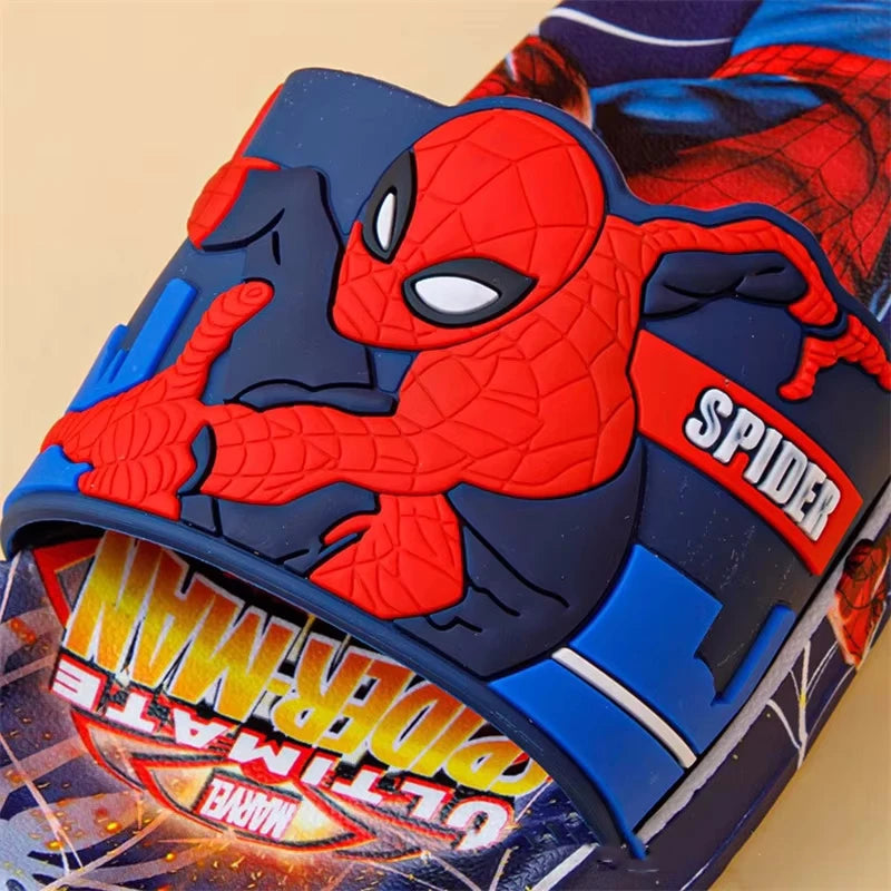 Disney Children Slippers Kids Cartoon Spiderman Boys Girls Soft Sole Shoes Anti-Slip Slippers Boys' Beach Blue Shoes Size 26-35