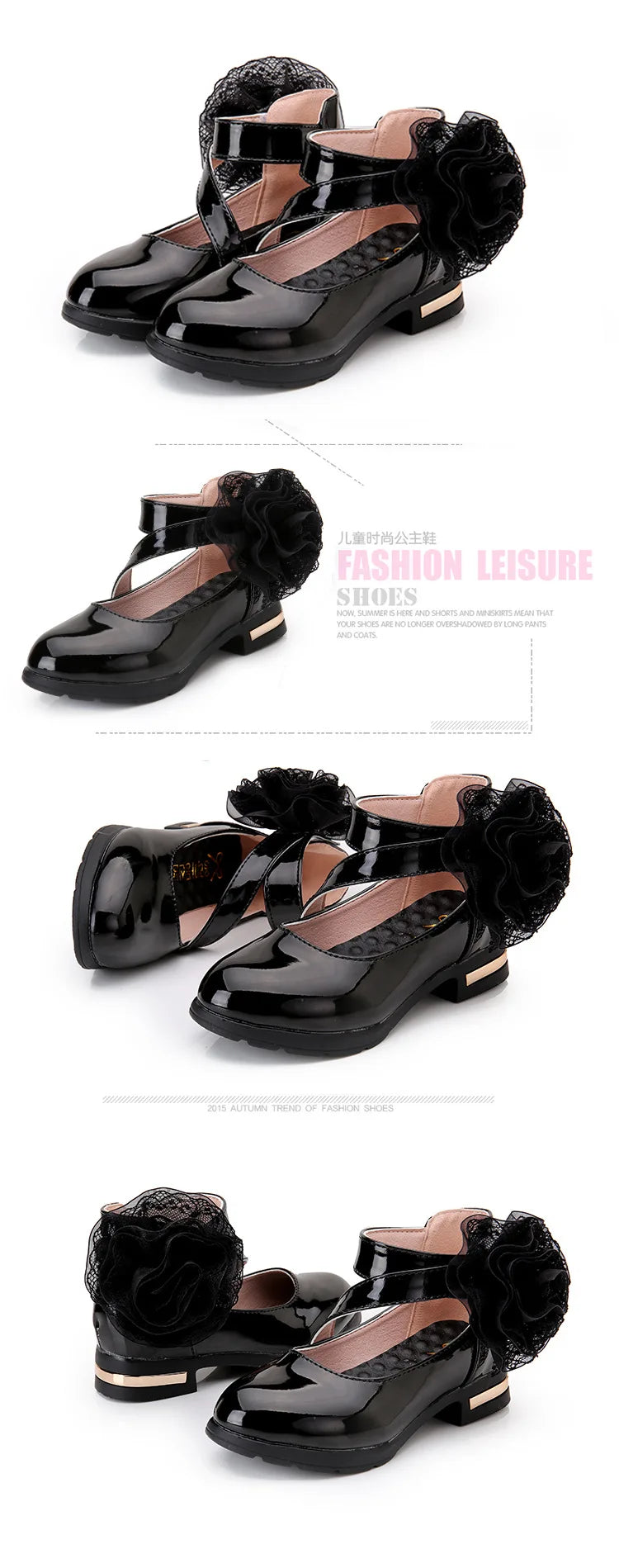 Kids Shoes Girls High Heel Princess Flower Shoes Fashion Children Shoes Leather Fashion Girls Party Dress Wedding Dance