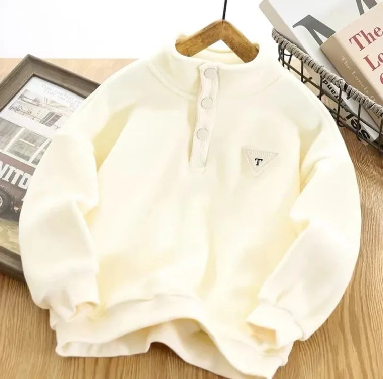 High-Quality Winter Kids' Double-Sided Fleece Lined & Thickened School Uniform Must-Have Mid-Big Size Sweatshirt