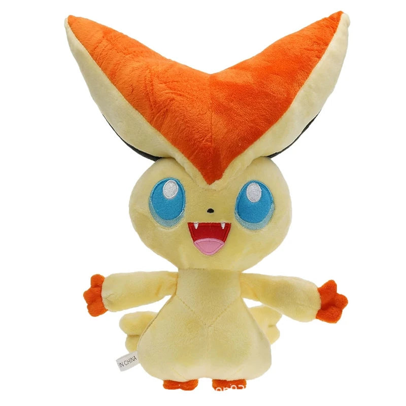 Kawaii # 494 Pokemon Victini Stuffed Toys Cartoon Plush Dolls Throw Pillow Birthday Gift for Kids Friends Boys Home Decoration