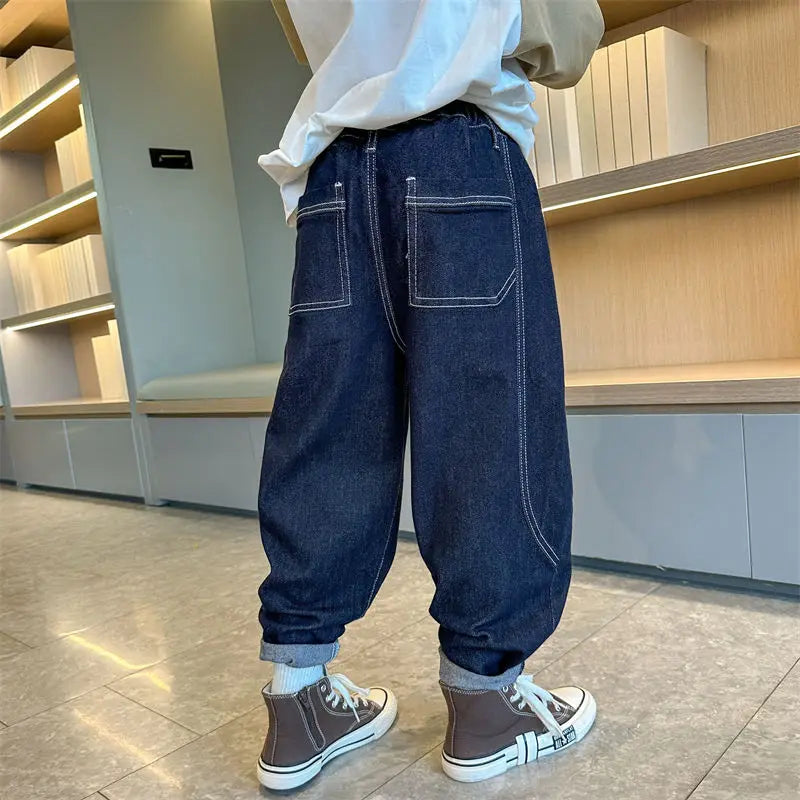 Designer Boys Autumn Winter 2025 New Casual Stretchable Denim Jeans Long Pants Boys' Fashionable Trousers
