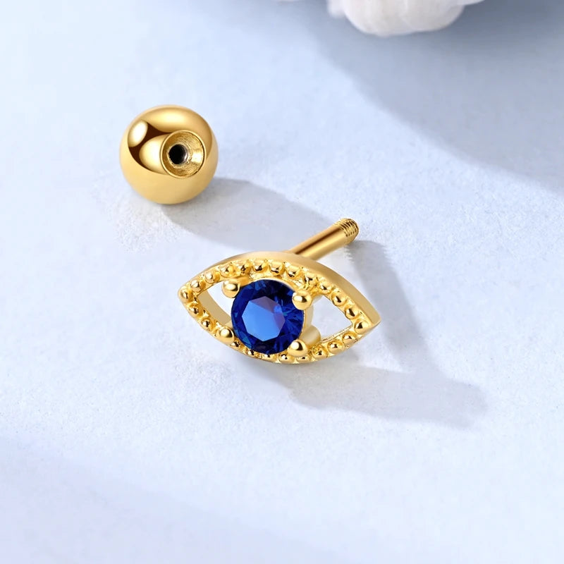 Fashion 925 Sterling Silver Plated Gold Clover Bowknot Butterfly Cartilage Puncture Spiral Bead Stud Earring For Women Ins Style