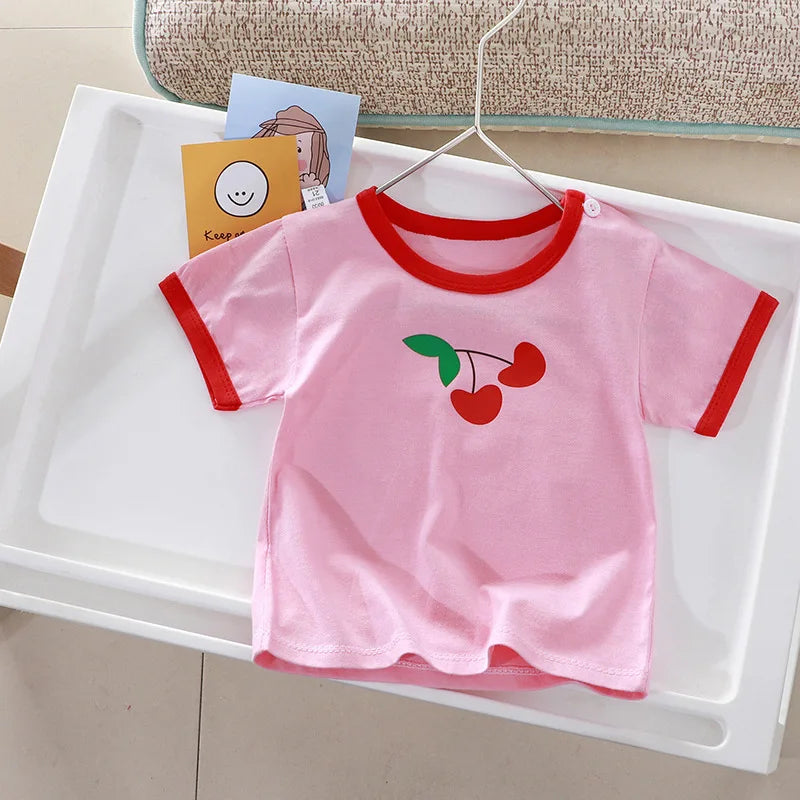 Children's Clothing T-shirt For Boys Girls Summer Cotton Fruit Print Short Sleeve Toddlers Tops Tees Soft Kids Clothes