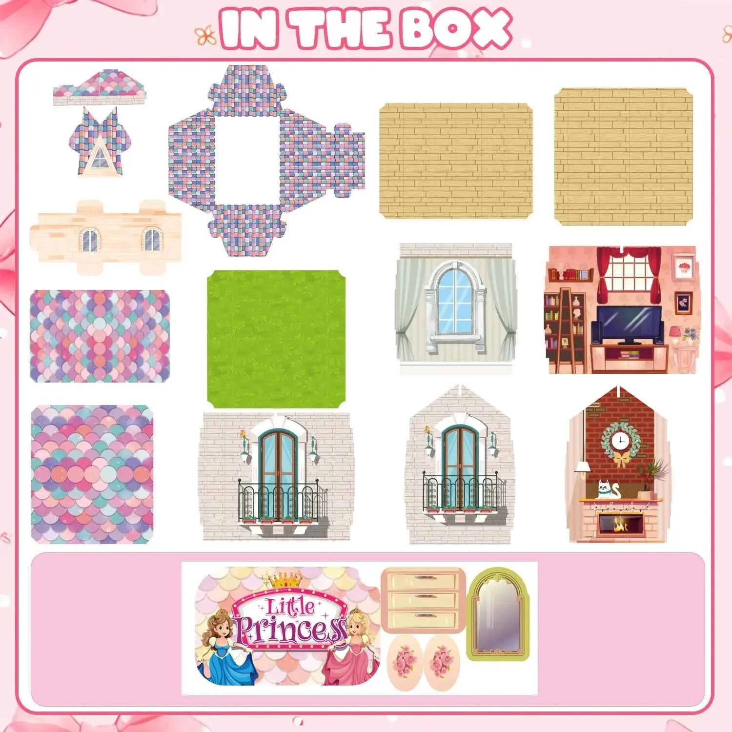 Luminous Doll House Dreamhouse for Girls Princess Playhouse Set with Dolls Furniture Accessories Pretend Play Birthday Gifts