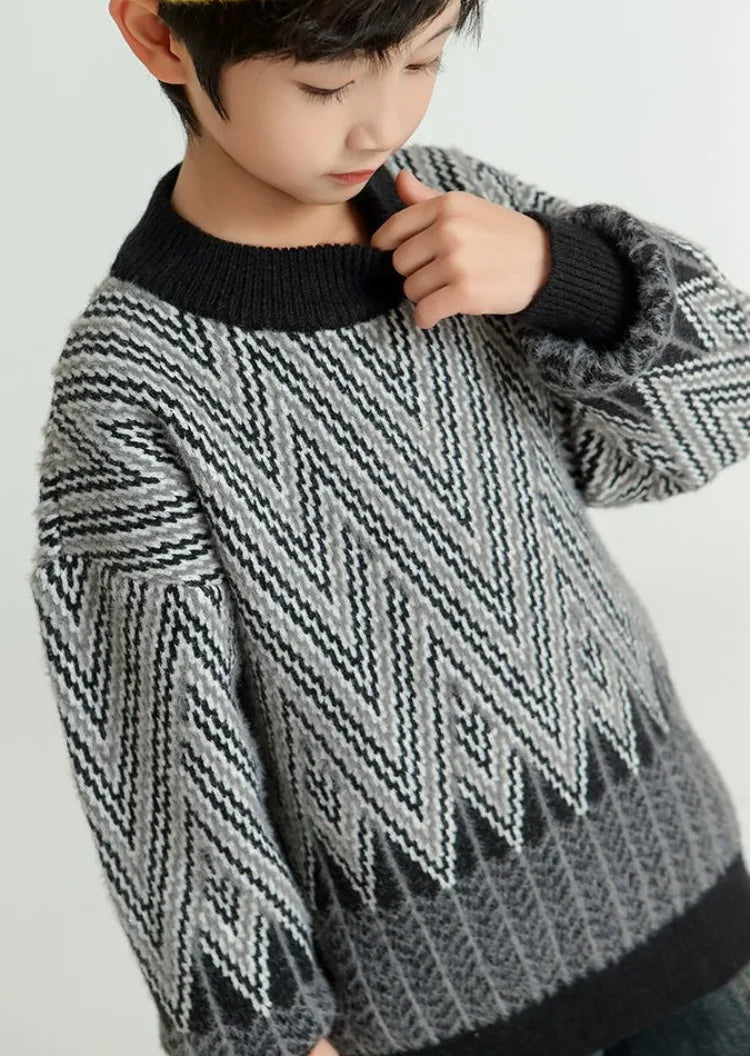 Heavyweight Winter Boys' Sweater Thickened Knit Mink Fur Warm Stylish Tween Oversized Teenager Autumn Winter Coat