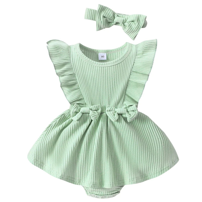 Toddler Girl Floral Print Sleeveless Romper with Matching Headband Set for Summer Outfit - Adorable 2 Piece Ensemble