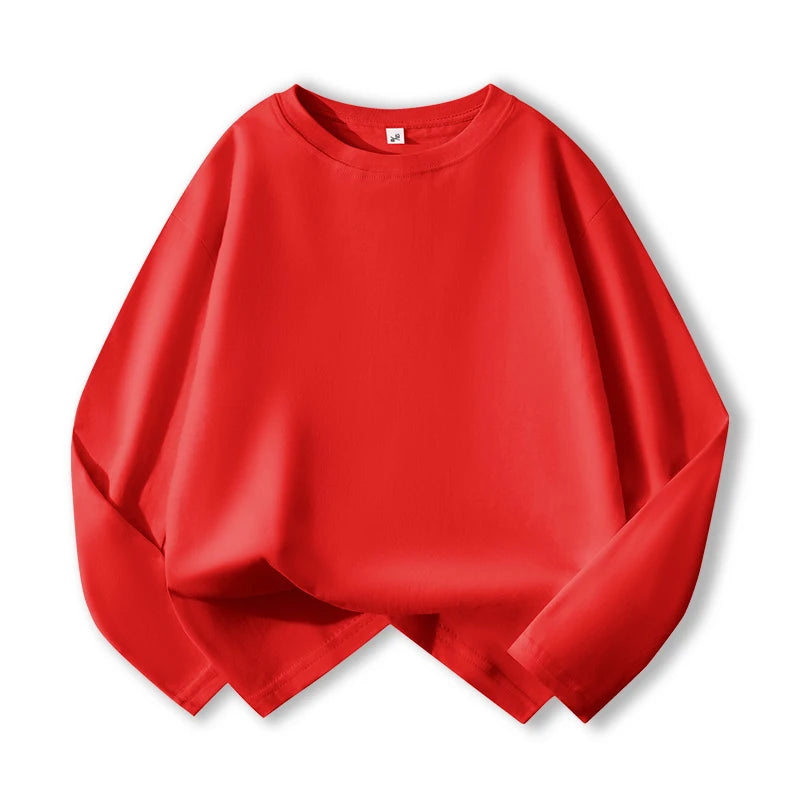 New children's long-sleeved T-shirt for boys, suitable for spring and autumn. Pure cotton upper garment for medium and large chi