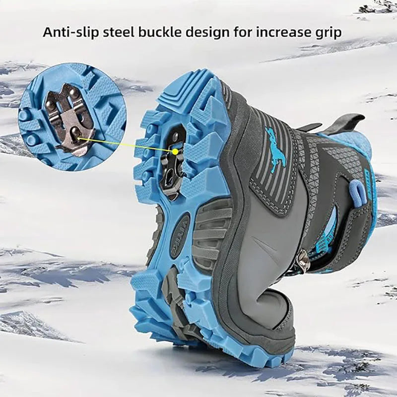 Kids Hiking Boots Boys Girls Outdoor Walking Climbing Sneaker Comfortable Snow Shoes Hiker Boot Antiskid Steel Buckle Sole