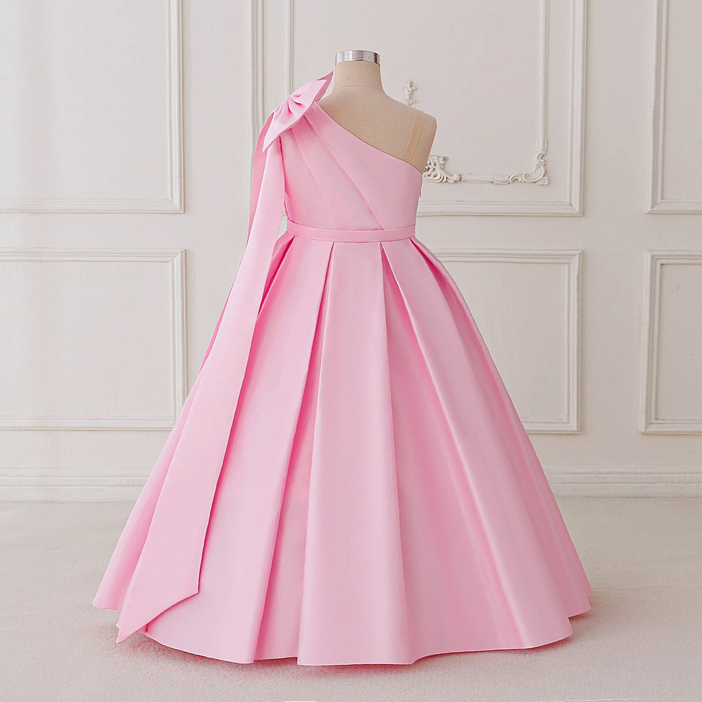 Fashion Bow Bridesmaids Party Girls Dress Elegant Wedding Birthday Princess Prom Dresses for Girl Gala First Communion Costumes