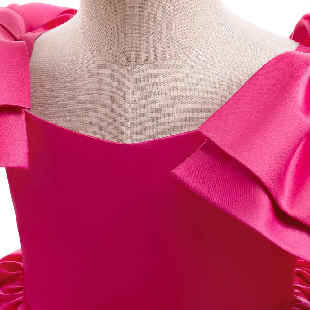 Elegant Pink Bow Girls Party Princess Dress Formal Wedding Bridesmaid Birthday Prom Dresess for Girl Gala Christmas Kids Clothes