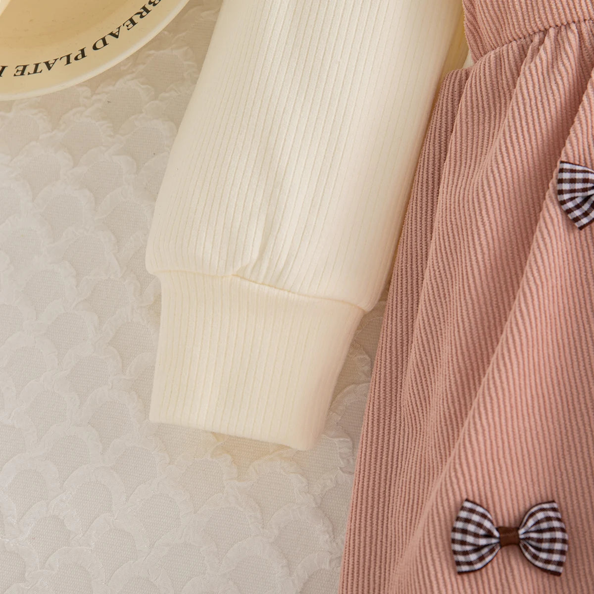 Spring And Autumn New Korean Style Baby Girl Dress, Sweet Bow Children'S Long Sleeved Clothes For Babies Aged 9 Months - 3 Years