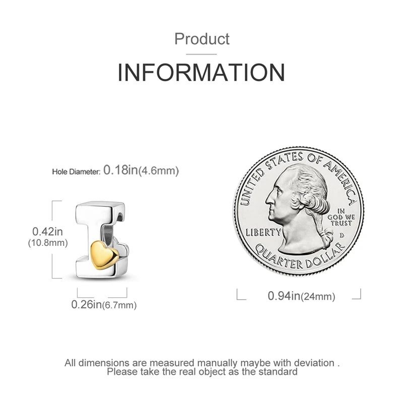 925 Sterling Silver DIY Alphabet Charms Beads LOVE Heart Letter Fit Original Bracelet Bangle Necklace Jewelry Marking Gift