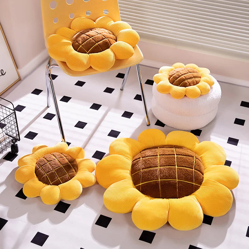 Artificial Natural Flower Sunflower Plush Doll Pillow Yellow Lifelike Flower Plush Pillow Super Soft Birthday Gift For Girls