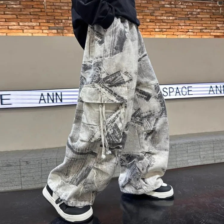 New 2025 Autumn Big Boys Wide-Leg Cargo Pants Loose Straight Comfortable Casual Bestseller for Teen Boys