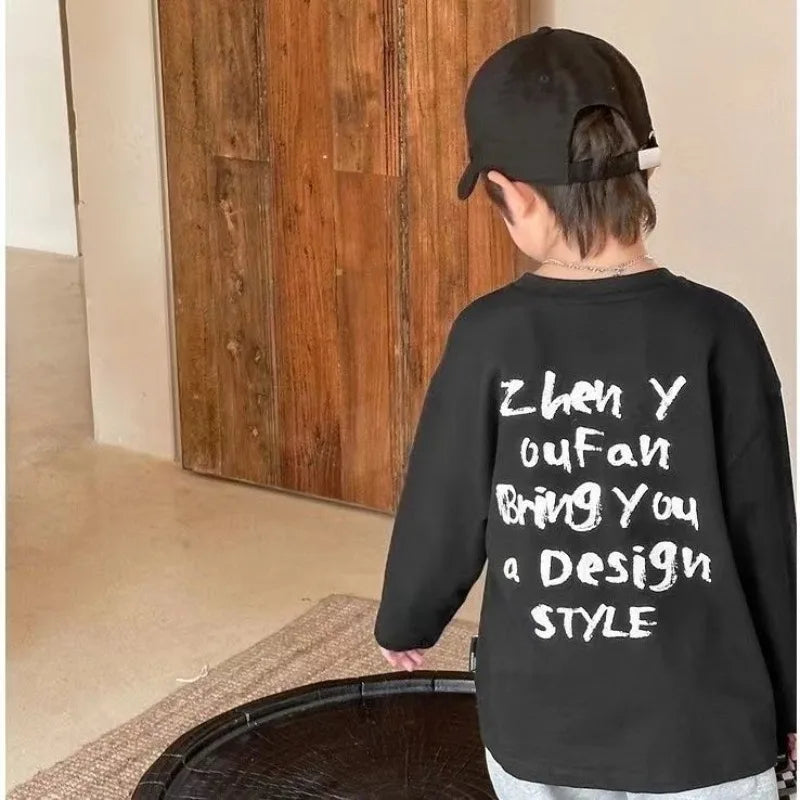 Cotton Boys T Shirt 2025 Kids Clothes Boy Children's Clothing T-shirts Oversized T-shirt Top 7 8 Years Year Old Child Tee Korean