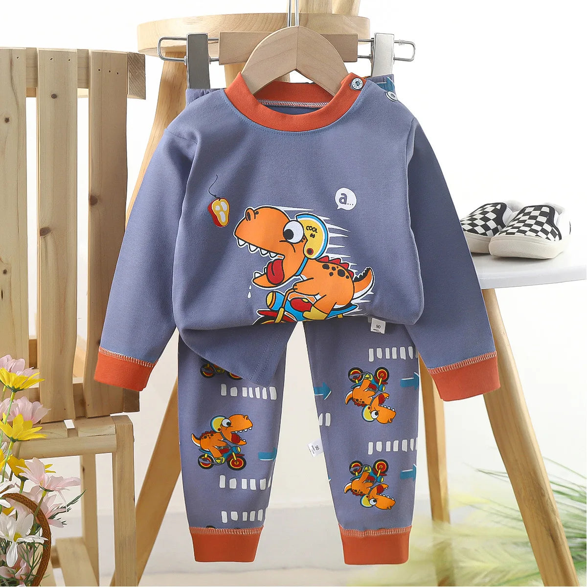 1pcs Children's Underwear Set Kids Soft Cotton Pajamas Boys Girls Baby Spring Autumn Cute Cartoon Long Sleeve Home Sleepwear