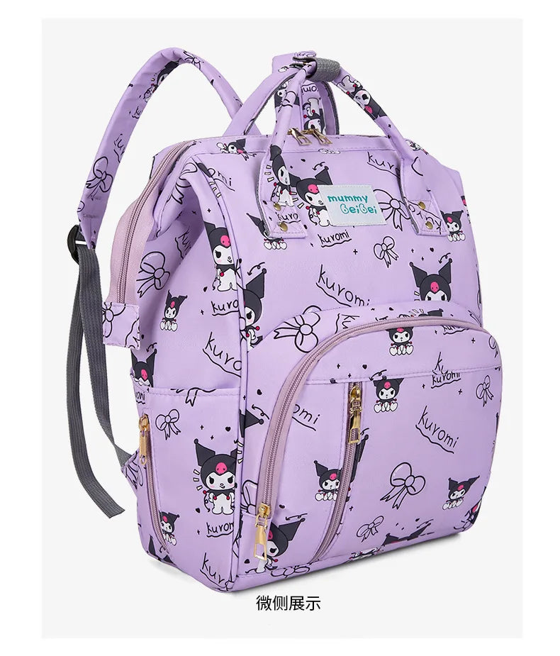 Kuromi New Diaper Bag Backpack Cartoon Cute Baby Diaper Bag Backpack Multifunctional Fashion Lightweight Baby Bag Large Capacity