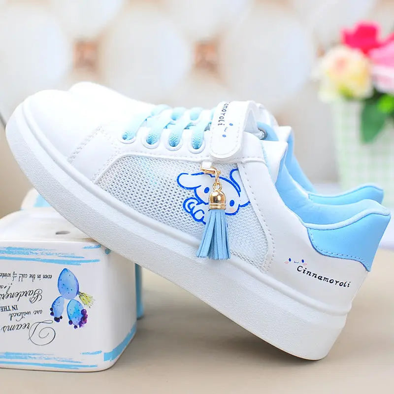 Sanrio hello kitty  spring autumn non-slip net shoes girl casual shoes cartoon board shoes kuromi sports shoes cute Sneakers