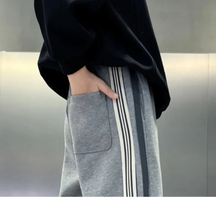 2025 New Release Boys' Wide-Leg Pants - Breathable Sporty Straight Leg for Boys 120-170cm, Spring Autumn Streetwear Casual Wear
