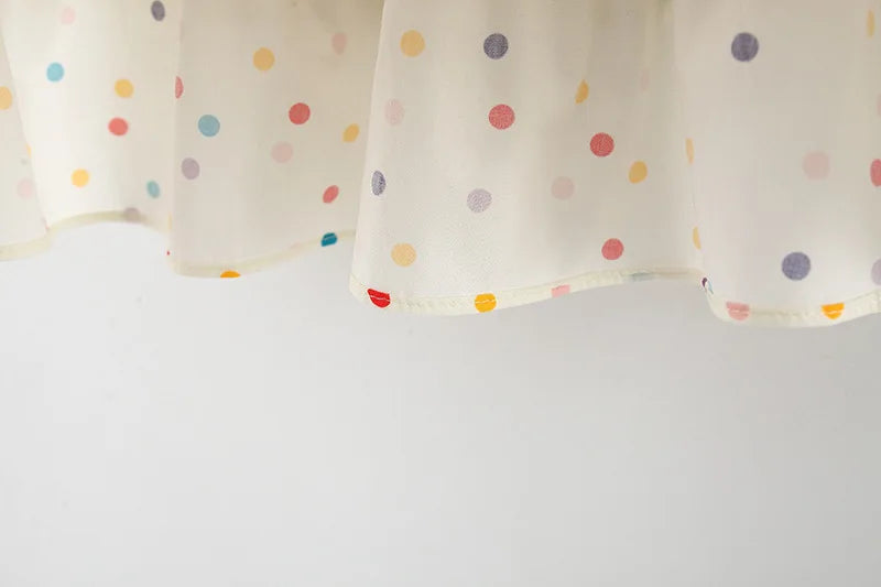 (9 Months -4 Years Old) Summer New Colorful Polka Dot Baby Girl Dress, Countryside Style Children'S Clothing Free Gift Bag