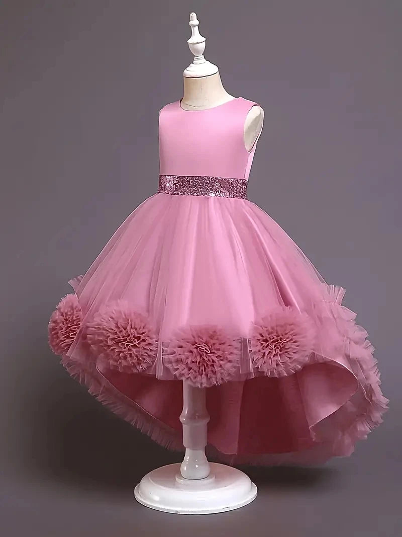 Girls Princess Dress Sleeveless Sequin Mesh Tutu Dress Performance Dress Wedding Flower Girls Dress For Evening Birthday #2038