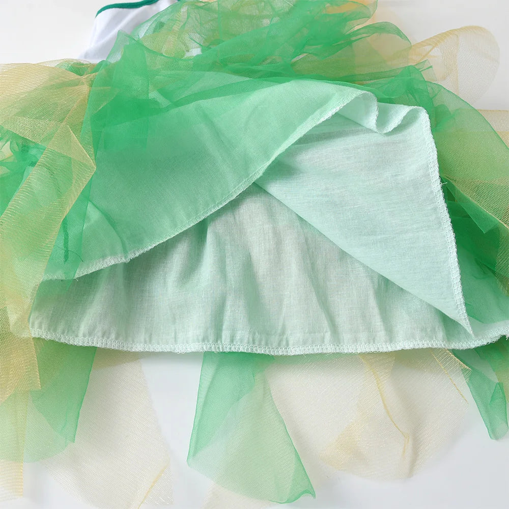 VIKITA Toddlers Girls Green Irregular Tulle Mesh Dress Girls Spaghetti Strap Unicorn Festival Party Princess Tutu Sling Dresses