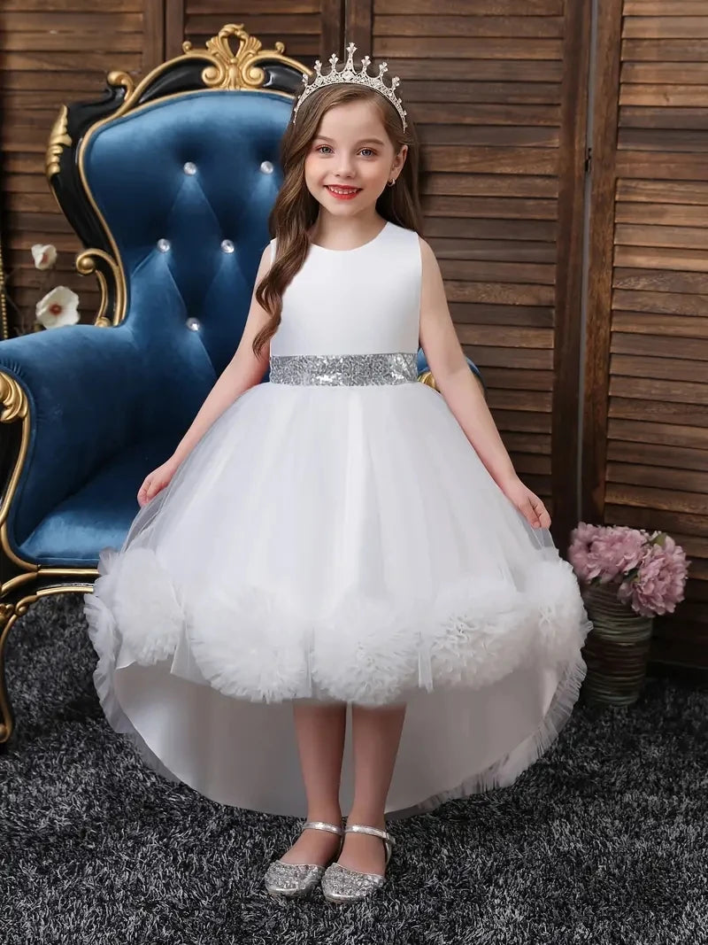 Girls Princess Dress Sleeveless Sequin Mesh Tutu Dress Performance Dress Wedding Flower Girls Dress For Evening Birthday #2038