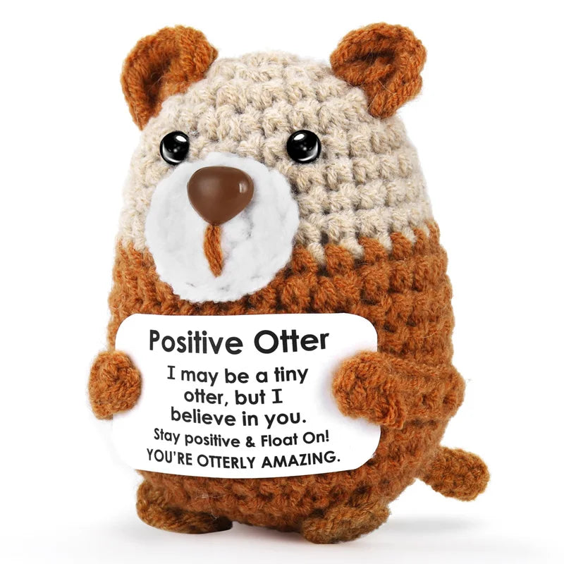 Positive Crochet Otter DIY Gift Funny Emotional Support Handmade Ornaments Gifts for Friend Mini Mental Health Encouragement