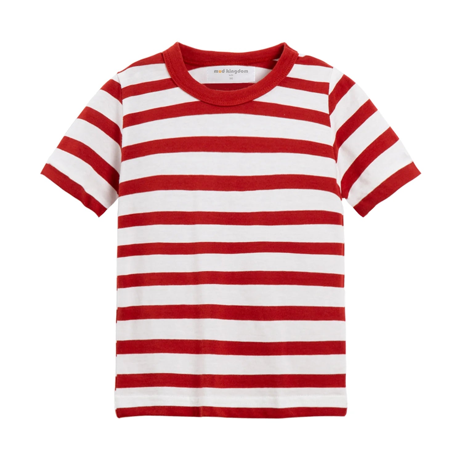 Mudkingdom Big Boys Girls T-Shirt Stripe Rainbow Colorful Solid Plain Color Casual Tops for Kids Clothes Toddler Clothing