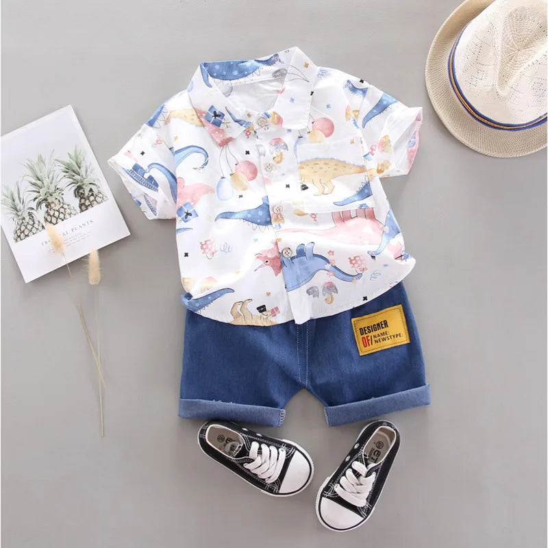 New Summer Baby Boys Clothes Suit Children Cartoon Shirt Shorts 2Pcs/Sets Infant Outfits Toddler Casual Costume Kids Tracksuits