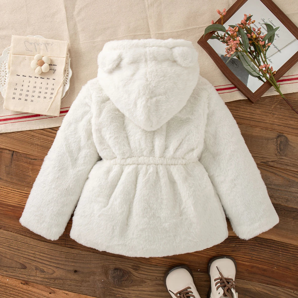 Winter New Solid Color Long Sleeved Baby Girl Coat, Thick And Warm Children'S Clothing Suitable For Babies Of 90-140 Height