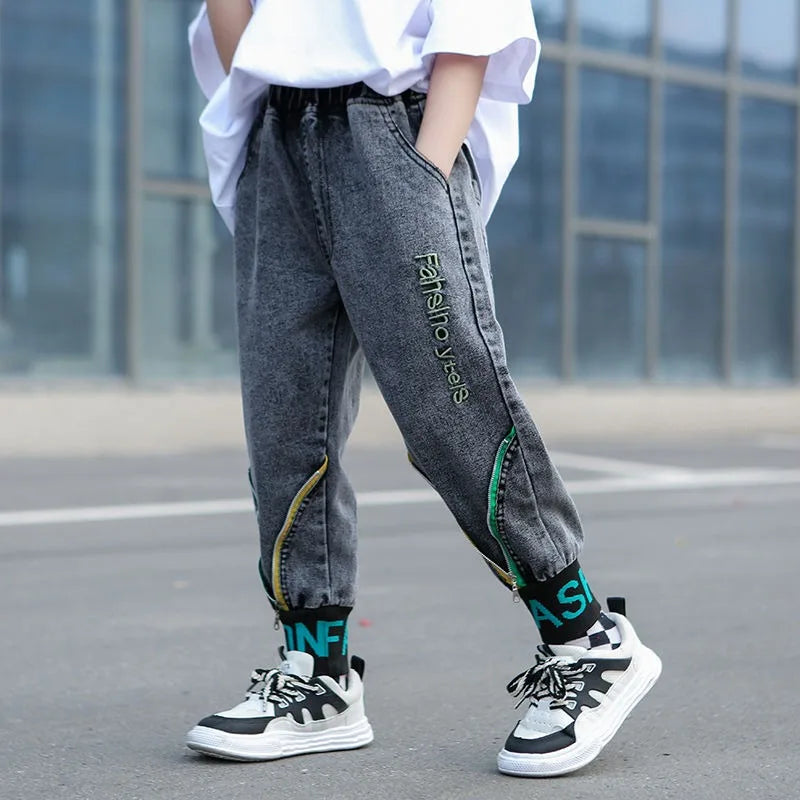 Kids' Loose Fit Dad Jeans for Boys & Girls, Big Kids Spring Autumn School Jeans, Stylish & Trendy Long Pants