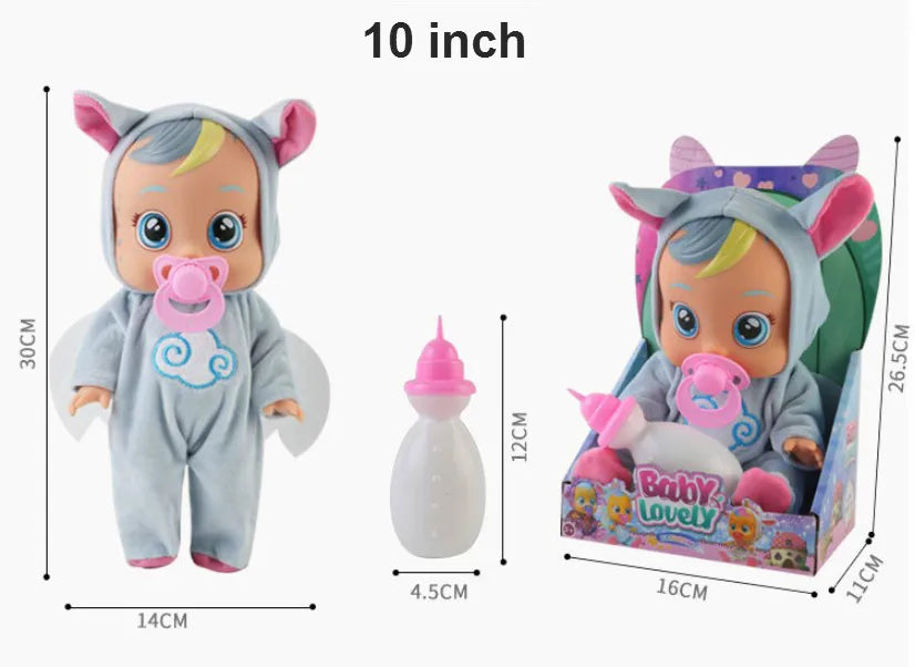8inch 3D Weeping Babies Unicorn Baby Simulation Baby Crying Doll Creative Cute Doll For Girl Reborn Baby Vinyl Christmas Gift