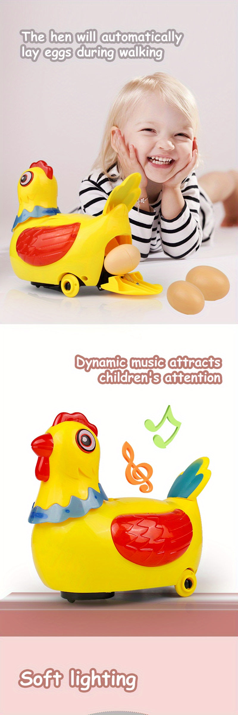 Electric Laying Egg Chicken Toy Doll with Sound Music Talking Walking Chicken Singing Dancing Chick Toy Easter for Boys Girls