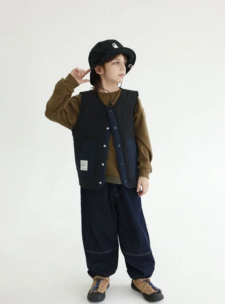 2025 New Winter Boys' Vest Stylish Children's Winter Jacket Baby Boy Sleeveless Waistcoat Outerwear for Toddler Boys