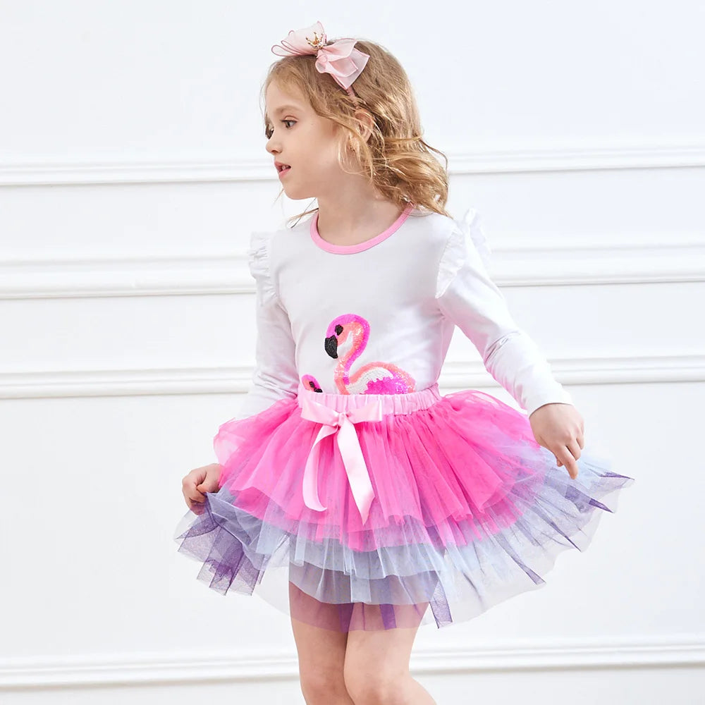 VIKITA Girls Mesh Tulle Layered Cake Tutu Skirts Birthday Party Performance Prom Gown Princess Mini Ballet Skirt with Bowknot