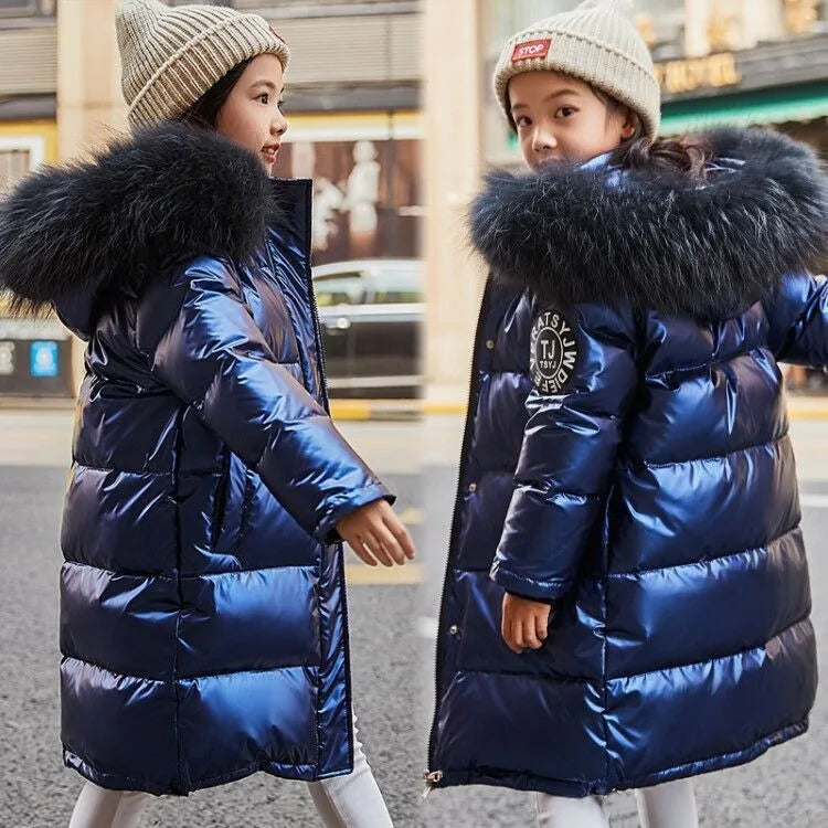 2025 New Boys Girls Cotton-Padded Coat Winter Outerwear Stylish Mid-Length Toddler Big Kids Winter Jacket