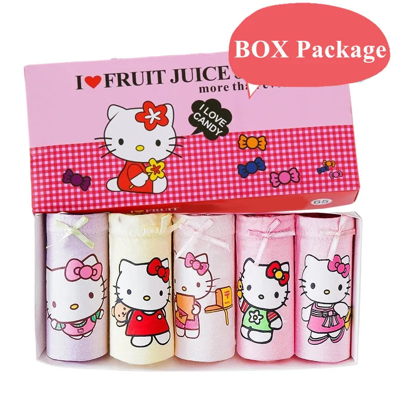 5 Pack/Box Children Panties For Girls Soft Cotton Girls Briefs Breathable Kids Underwear Knickers Cute HelloKitty Cartoon Panty