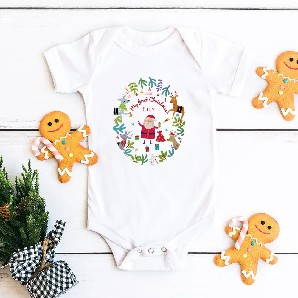 Personalised Baby First Christmas Rompers Newborn First Christmas Outfit Babies 1st Xmas Gift Idea Little Reindeer Xmas Cloth